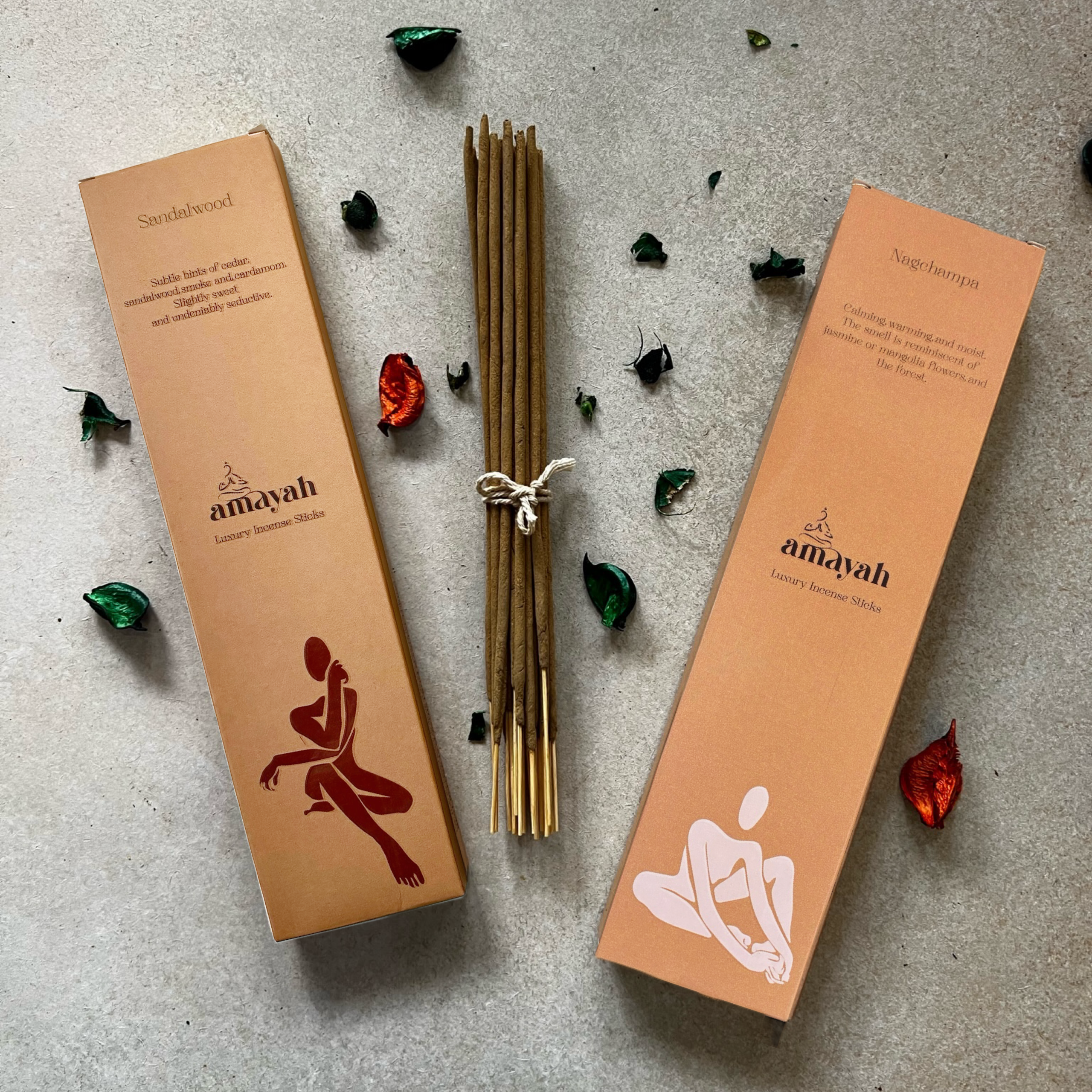 Amayah Divine Pack - Sandalwood & Nagchampa Incense Sticks for Yoga, Meditation & Mindfulness