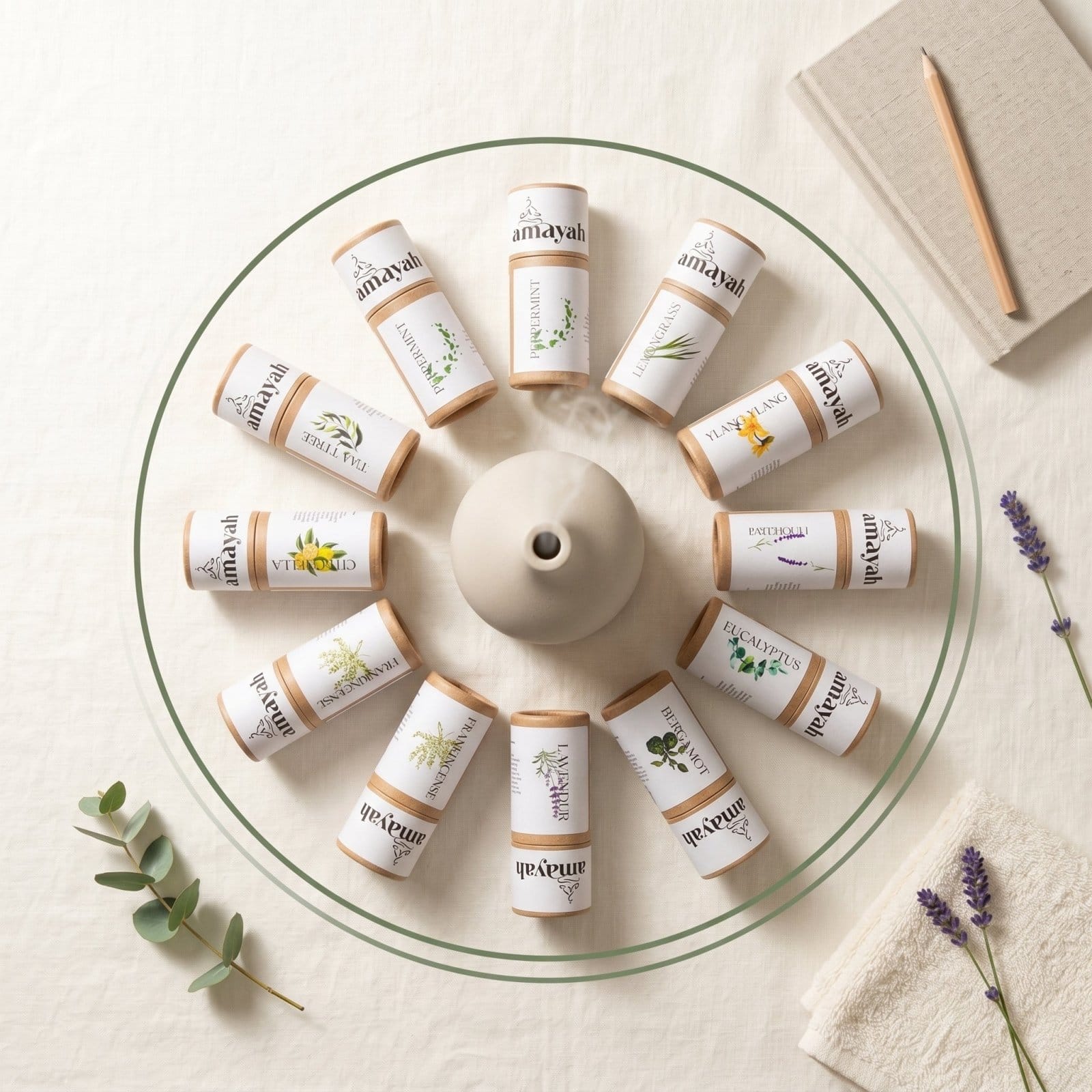 Amayah Aromatherapy Bundle – Set of 10 Essential Oils for Relaxation, Skincare & Diffuser Use - Amayah