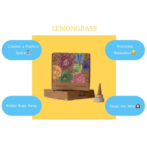 Amayah Lemongrass Incense Cones - Focus & Positivity - Amayah