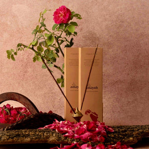 Amayah Organic Rose Incense Sticks - Indian Rose for Aromatherapy & Mood Boosting - Amayah