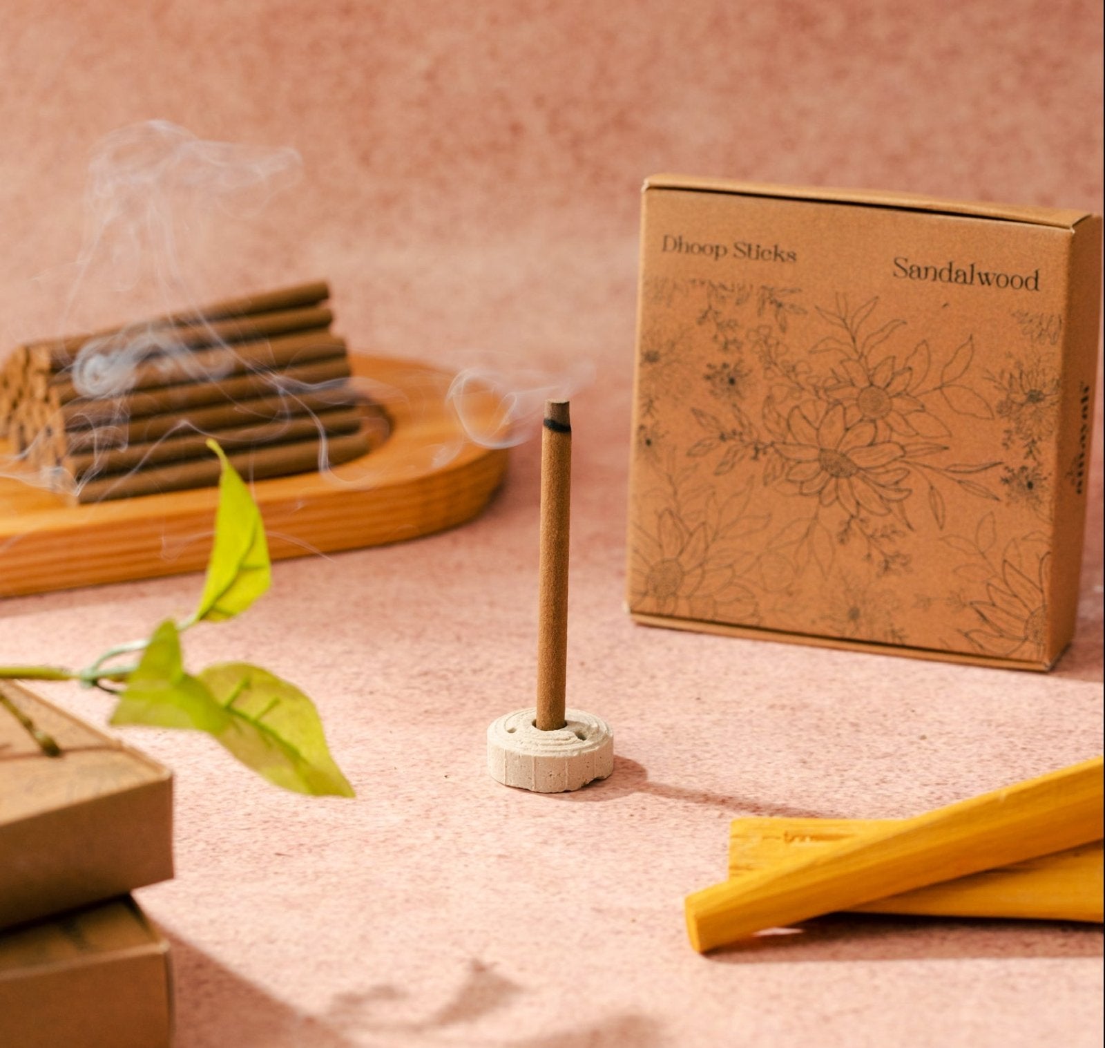 Amayah Sandalwood Dhoop Sticks - Pure Bambooless Incense for Meditaion & Pooja - Amayah