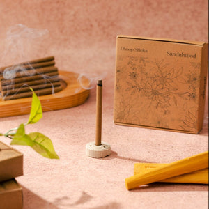 Amayah Sandalwood Dhoop Sticks - Pure Bambooless Incense for Meditaion & Pooja - Amayah