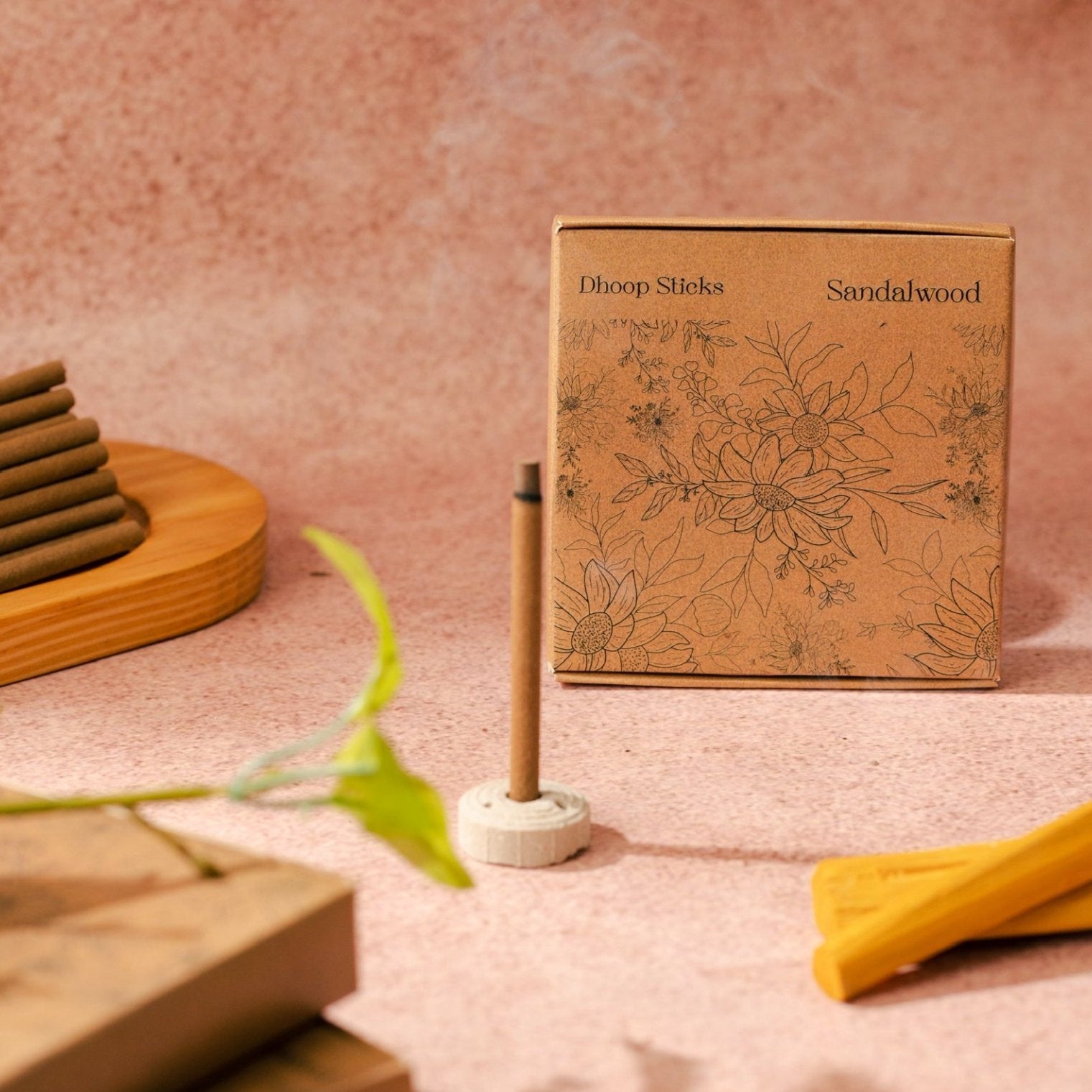 Amayah Sandalwood Dhoop Sticks - Pure Bambooless Incense for Meditaion & Pooja - Amayah
