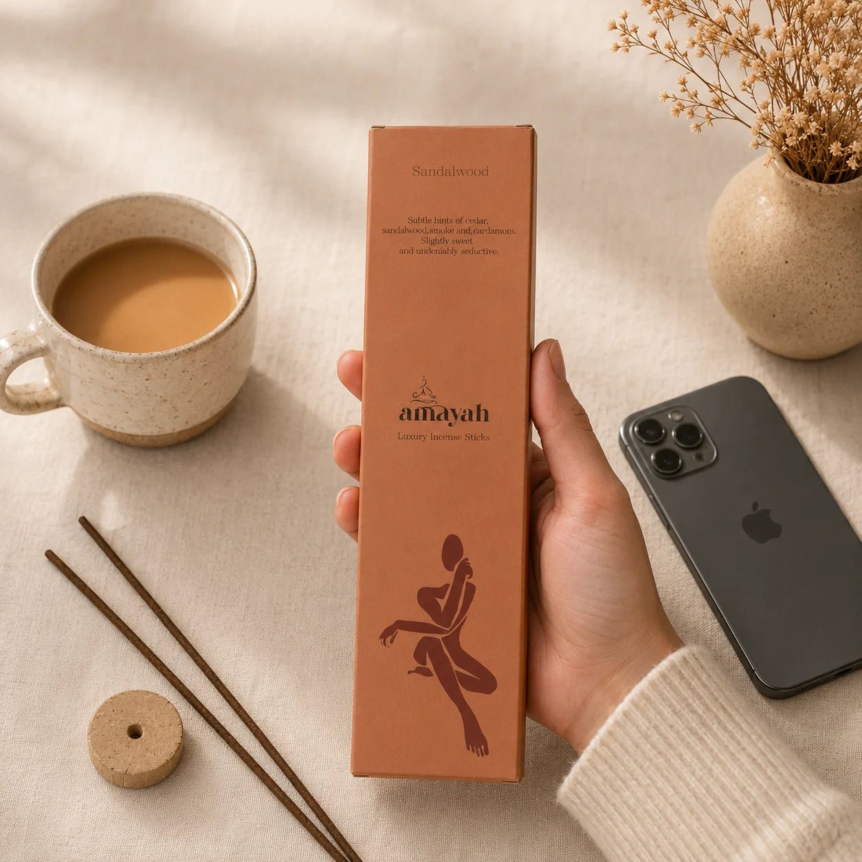 Sandalwood Incense Sticks - Natural Incense for Yoga, Meditation & Calm - Amayah
