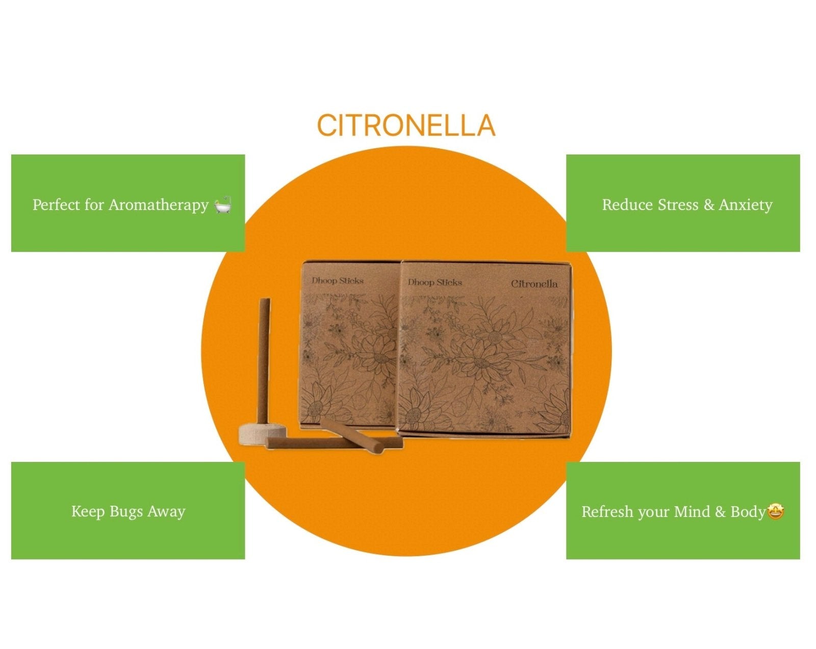 Amayah Citronella Dhoop Sticks - Natural Mosquito Repellent Aromatherapy - Amayah