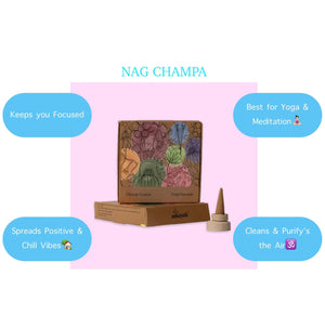 Amayah Nagchampa Incense Cones - Meditation, Yoga & Home Fragrance - Amayah