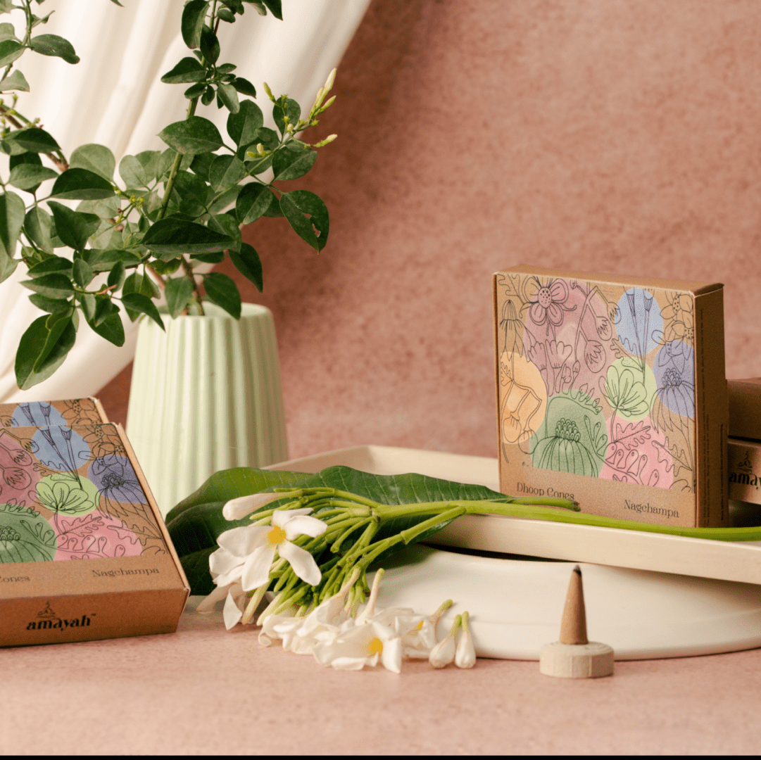 Amayah Nagchampa Incense Cones - Meditation, Yoga & Home Fragrance - Amayah