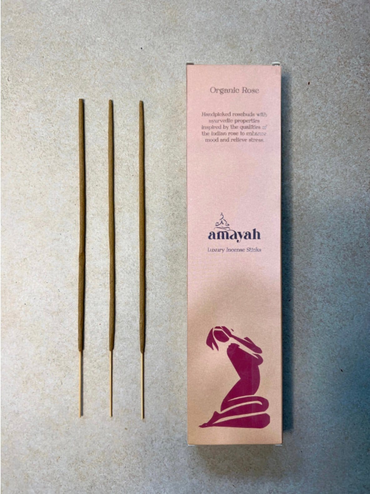 Amayah Organic Rose Incense Sticks - Indian Rose for Aromatherapy & Mood Boosting - Amayah