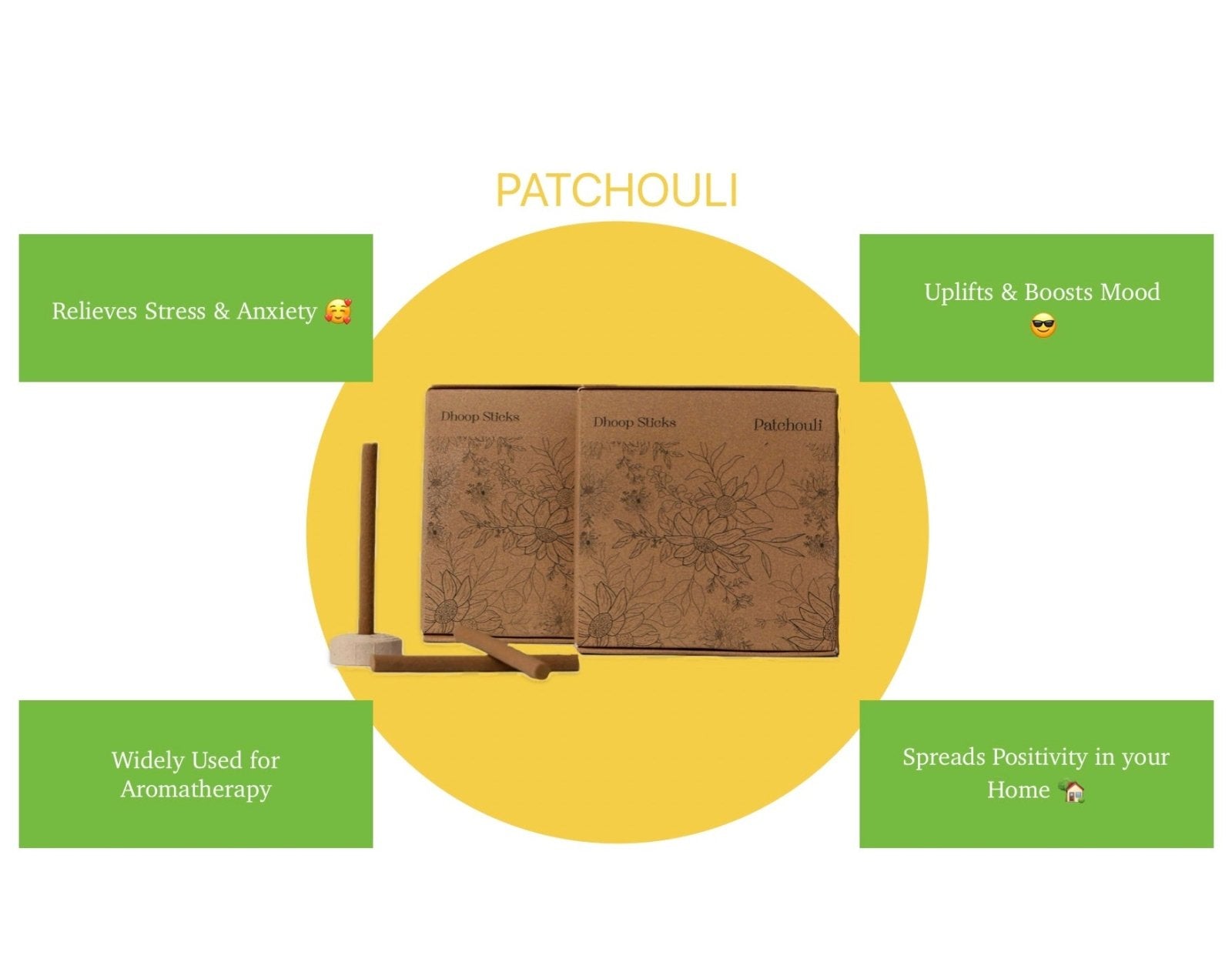 Amayah Patchouli Dhoop Sticks - Earthy Incense for Wellness - Amayah