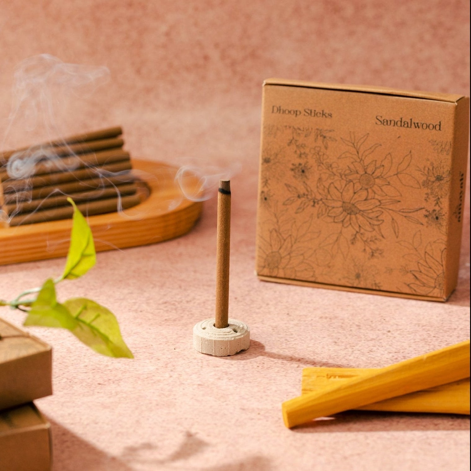 Amayah Sandalwood Dhoop Sticks - Pure Bambooless Incense for Meditaion & Pooja - Amayah