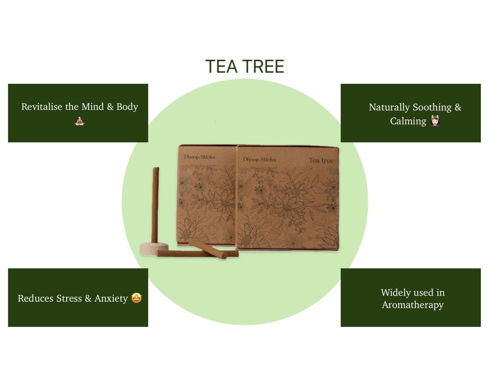 Amayah Tea Tree Dhoop Sticks - Bambooless Incense for Purification - Amayah