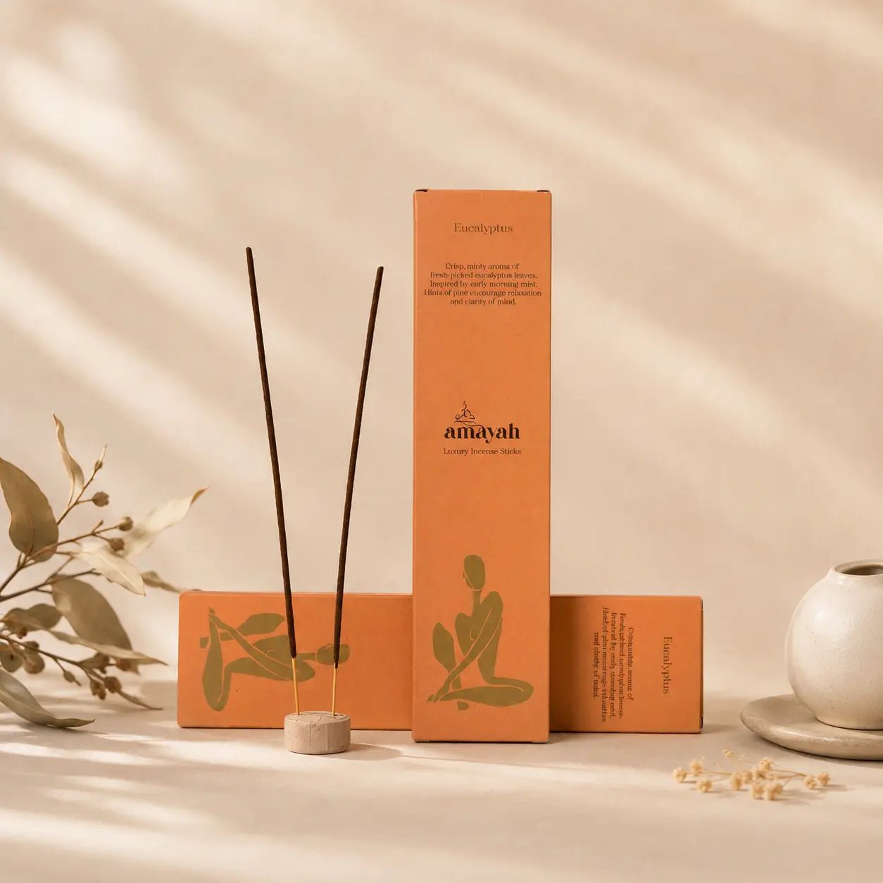 Eucalyptus Incense Sticks - Refreshing Air Cleansing Aromatherapy - Amayah