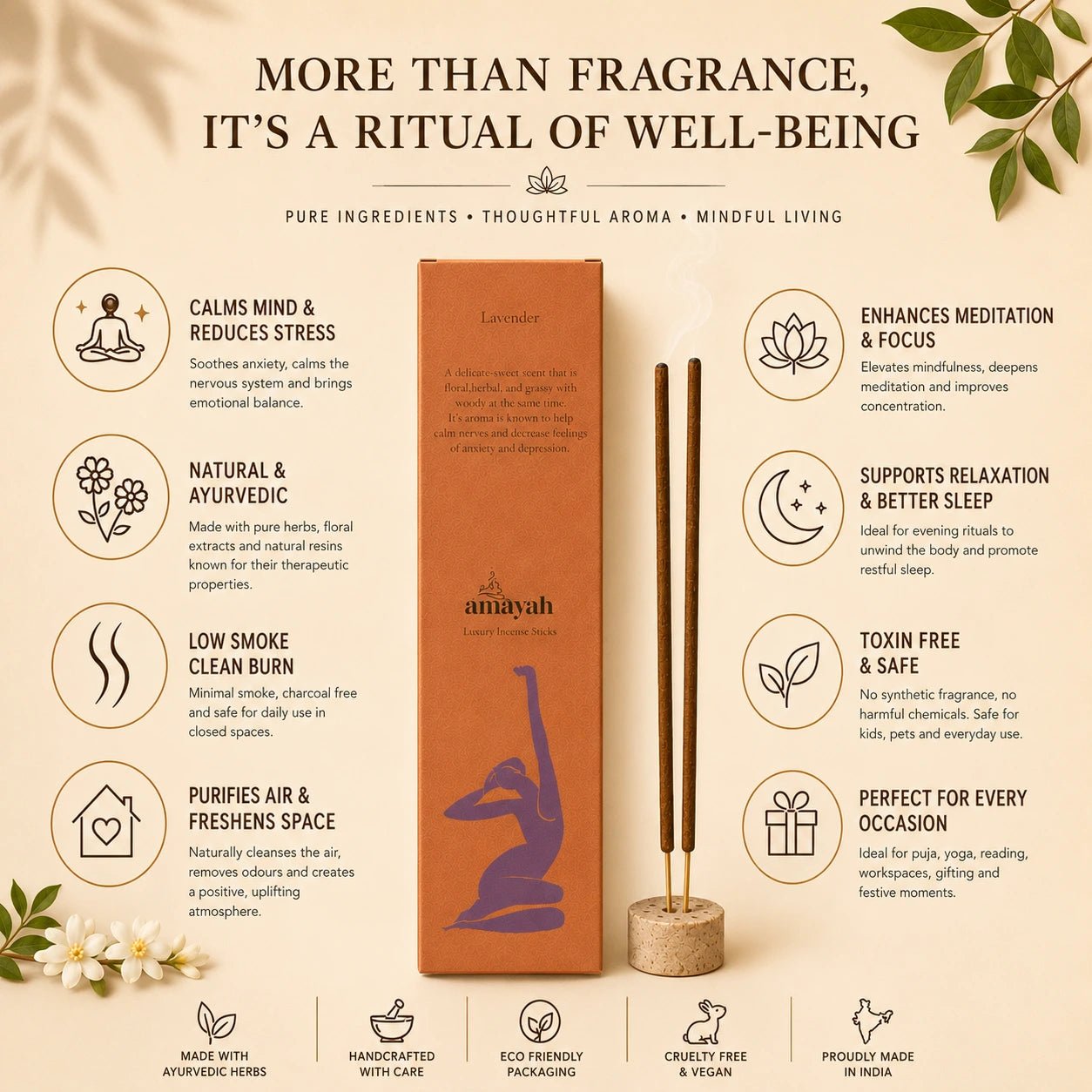 Mood Booster - Incense for Calm, Stress Relief & Boosting Mood - Amayah