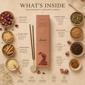 Organic Rose Incense Sticks - Indian Rose for Aromatherapy & Mood Boosting - Amayah