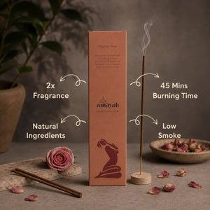 Organic Rose Incense Sticks - Indian Rose for Aromatherapy & Mood Boosting - Amayah