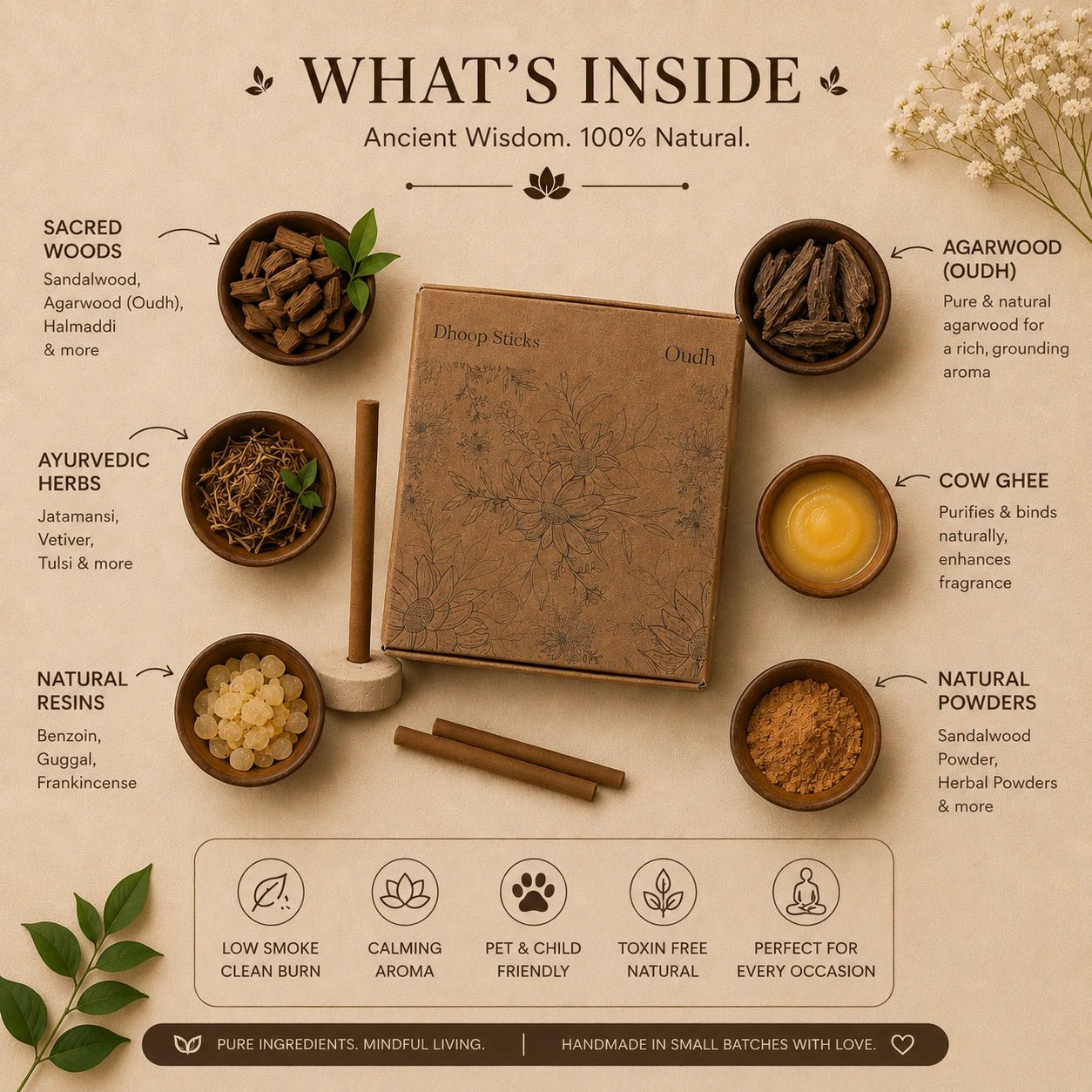 Oudh Dhoop Sticks - Luxury Spiritual Incense for Aromatherapy - Amayah