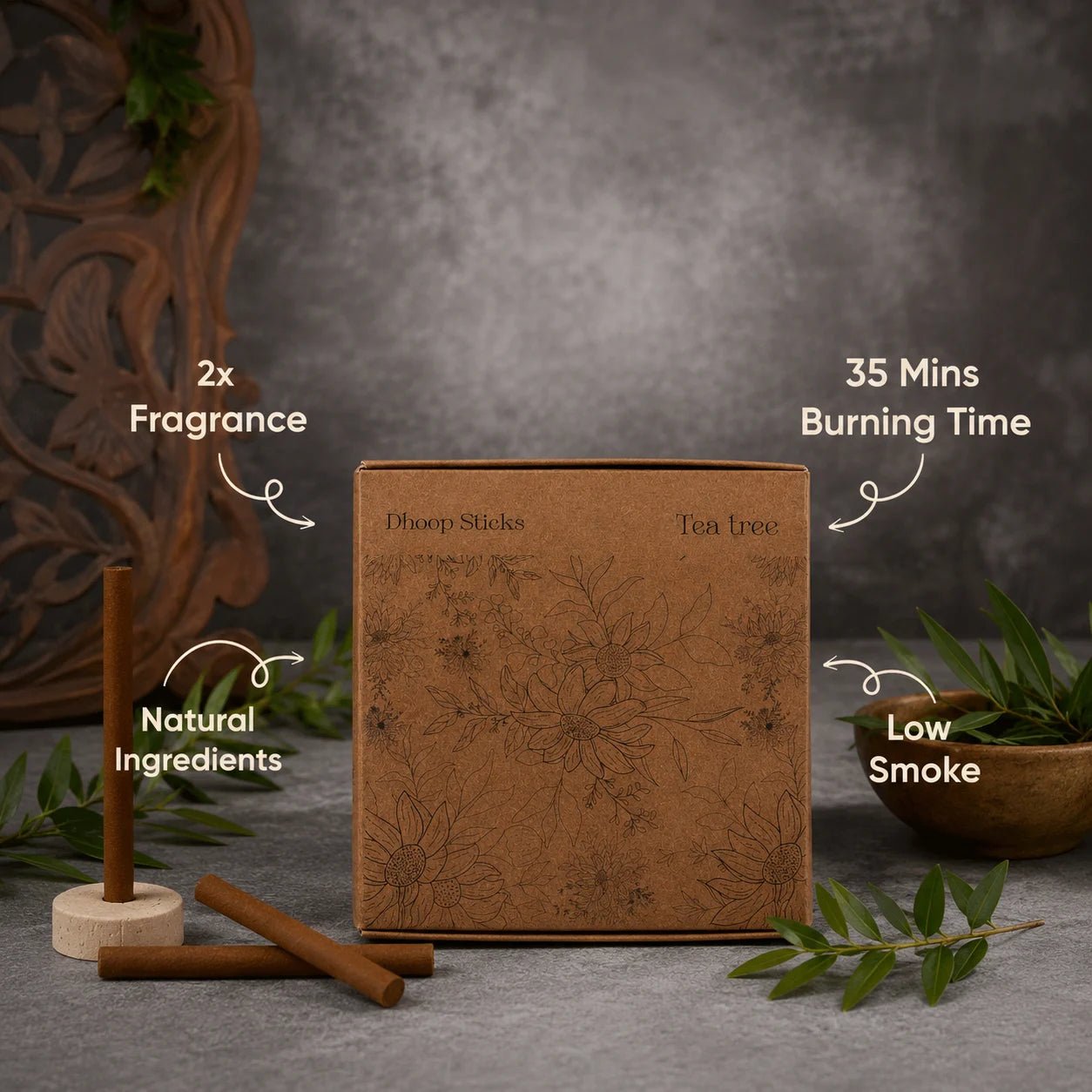 Tea Tree Dhoop Sticks - Bambooless Incense for Purification - Amayah